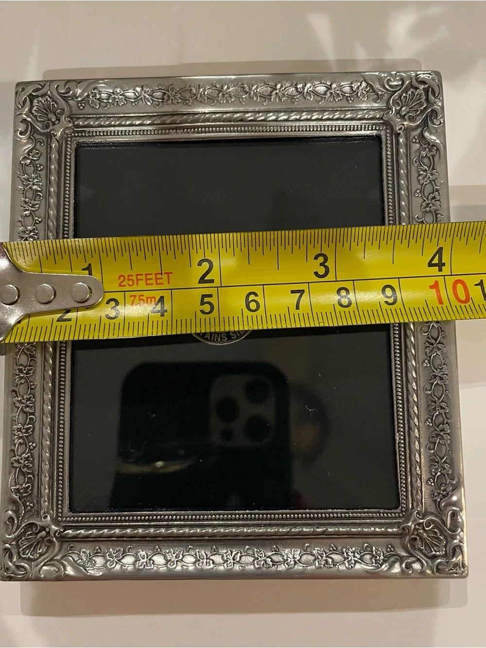 Elias Artmetal Fine Pewter & Sterling VINTAGE Ornate Classic Square Frame 4”X 4”